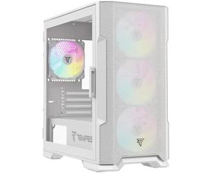 Tempest Stockade Caja PC, M-ATX/ITX, ARGB, USB 3.2, 4 Ventiladores Incluidos, Cristal Templado con Apertura Bisagra, GPU 345mm, Radiador 240mm, Torre Gaming Blanca