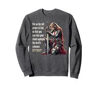 Templario Mujer Caballero Versículo Bíblico Cristiano Que Dice Sudadera, Unisex para Adultos, Jaspeado Oscuro, L