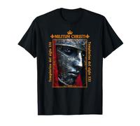 Templarios del siglo XXI BALDUINO IV el rey leproso de Jerusalén Camiseta Unisex Adultos Sólido Negro Manga de doble puntada Talla S
