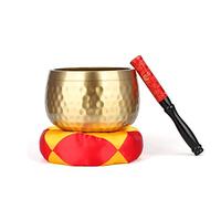 Temple Buda Bowl - Juego de alfombrillas y cuenco amarillo para el hogar, artículos budistas (tamaño: 20,3 cm)