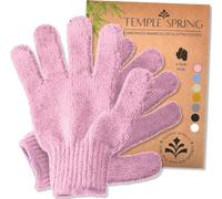 Temple Spring Guante Exfoliante Corporal, Exfoliante Cuerpo Esponja, Guante Autobronceador, Bambú Manoplas Baño, Exfoliating Glove - Rosa