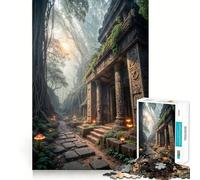 Templo Antiguo en Bosque brumoso,Rompecabezas de 1000 Piezas,Juego de Ejercicios mentales,Encaje, Huecos,desafío Cerebral Interactivo para el hogar (50x75cm)