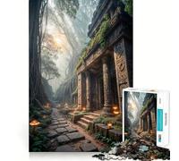 Templo Antiguo en Bosque brumoso Rompecabezas de 1000 Piezas para Adultos Juego de Ejercicios de Pensamiento Ajuste Espacios Actividad para Fortalecer los Lazos Familiares (38x26cm)