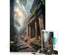 Templo Antiguo en Bosque brumoso Rompecabezas para Adultos de 1000 Piezas Juego de Memoria Mental Manualidad de Corte de Alta precisión Tiempo de relajación Ejercicio Mental en casa (38x52cm)