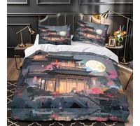 Templo antiguo Funda de Edredón Diseño 3D Juego de 3 Piezas Suave Cierre de Cremallera Oculta incluye Fundas de Almohada Arquitectura del este de Asia Funda Edredon for Ancianos Single（140x200cm）