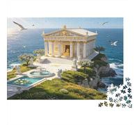Templo Antiguo Junto al mar Puzzle de 1000 Piezas Papel para Adultos Escena de retiro costero Juego de Puzzle 1000 Piezas Enfoque Relajación Regalo hogar 52x38cm/1000pcs