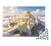 Templo Antiguo Puzzle de 1000 Piezas para Adultos Juego de Puzzle Papel Ciudad en Las Nubes Relajante Decoración Regalo 70x50cm/1000pcs