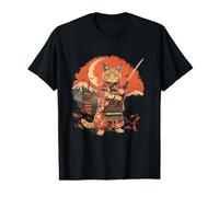 Templo de la Pagoda del Arte japonés del Gato Ninja japonés del Gato samurái Camiseta gráfica económica