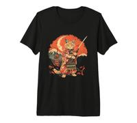 Templo de la Pagoda del Arte japonés del Gato Ninja japonés del Gato samurái Camiseta Premium