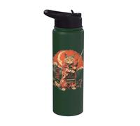 Templo de la pagoda del arte japonés del gato ninja japonés del gato samurái Stainless Steel Insulated Water Bottle