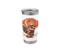 Templo de la pagoda del arte japonés del gato ninja japonés del gato samurái Vaso térmico de acero inoxidable de doble pared