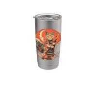Templo de la pagoda del arte japonés del gato ninja japonés del gato samurái Vaso térmico de acero inoxidable de doble pared