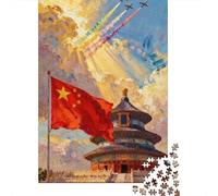 Templo del Cielo Bandera China Puzzle de 1000 Piezas Papel Puzzle para Adultos Cielo Puzzle para Toda la Familia Relajación Decoración Regalo 52x38cm/1000pcs