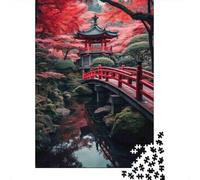 Templo del Puente Rojo 1000 Piezas Cartón Extra Grueso Paquete De Rompecabezas Coleccionistas Desafío Juego Educativo Entrenamiento Cerebral Hermosa Decoración 52x38cm/1000pcs