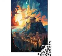 Templo Griego Antiguo en montaña Puzzle de 1000 Piezas Papel para Adultos Vista de Ciudad Juego de Puzzle 1000 Piezas decoración hogar relajación Regalo 70x50cm/1000pcs