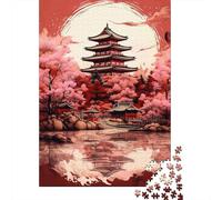 Templo japonés Sakura 1000 Piezas Cartón Resistente Rompecabezas Premium Amantes De La Familia Alivio del Estrés Regalos Paquete De Valor 38x26cm/1000pcs