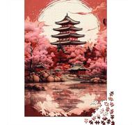Templo japonés Sakura Paquete De 1000 Piezas Papel Ecológico Personas Que Aman Entrenamiento Cerebral Fácil De Limpiar Desafiante Y Divertido 52x38cm/1000pcs