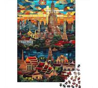 Templo Panorámica Ciudad Puzzle de 1000 Piezas Papel Puzzle para Adultos Arquitectura Colorida Paisaje Urbano Interacción Familiar Regalo 70x50cm/1000pcs