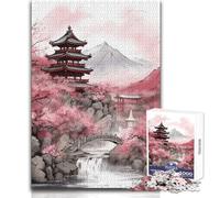 Templos japoneses con Lavado de Tinta, 1000 Piezas, Rompecabezas para Adultos, Regalo Educativo, Juego de Habilidad Mental, selección de Regalos memorables y considerados, tamaño 38x26cm