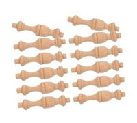 TEMPNAP 12 Piezas Husillos Madera sin Acabado para Manualidades Pilares Mini de Madera para Decoración Interior y Exterior Finiales Resistentes para Muebles y Proyectos DIY