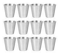 TEMPNAP 12 Vasos Portátiles de Acero Inoxidable para Whisky y Vodka, Capacidad 30ml, Color Plata, Duraderos y Ligeros para Restaurante y Ocasiones Obsequios