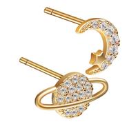 TEMPNAP 1par Pendientes Asimétricos De Luna y Planeta Para Mujer Joyería De Moda Ligera Cobre Pendientes De Estudio Planetarios Diseño Único y Versátil