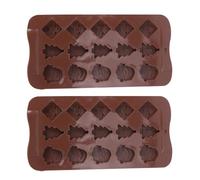 TEMPNAP 2 Piezas Molde de Silicona para Hornear Chocolate 15 Cavidades en Formas Navideñas de Árbol y Papá Noel, Adecuado para Fiestas y Repostería Creativa