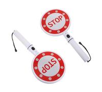 TEMPNAP 2 Piezas Señal de Stop de Mano Intermitente LED Doble Cara de Plástico Blanco para Gestión de Tráfico y Seguridad Peatonal en Exteriores
