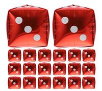 TEMPNAP 20 Globos de Aluminio Forma de Dados y Cubo para Decoración de Fiesta Temática, Accesorios para Fotos en Interiores, Color Rojo y Aspecto Encantador