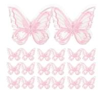 TEMPNAP 30 Parches Bordados de Mariposas en Organza Rosa, Accesorios Hechos a Mano para DIY y Decoración Delicada y Elegante