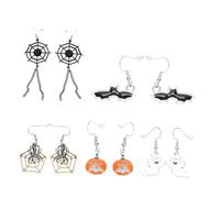 TEMPNAP 5 pares Pendientes Halloween Elementos Clásicos Aleación Colgantes Decoración Fiesta Mujeres Accesorios