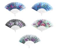TEMPNAP Abanicos Plegables Tradicionales con Varillas Claras de Encaje Set de 5 y Enfriamiento en Verano Varios estilos para de Pared para Cosplay y Prom Varios estilos