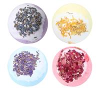 TEMPNAP Bombas de ducha aromáticas con pétalos y minerales, 4 piezas para baño relajante, y suavizan la piel, perfectas para uso en casa o viaje