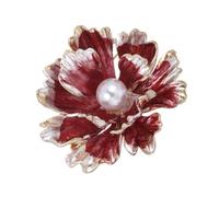 TEMPNAP Broche de Aleación Diseño de Flores de Peonía en Capas, Broche Rojo Gotas de Aceite y Alfiler Resistente para Eventos Casuales y Regalos Originales para Mujeres