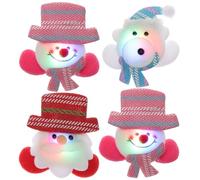 TEMPNAP Broches Navideños Luminosos Diseño de Santa Claus y Muñeco de Nieve, 4 Piezas Resistentes de Tela Ideales como Regalos para Fiestas Infantiles Varios estilos