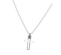 TEMPNAP Collar Colgante de Urna de Cremación en Forma de Cruz Transparente, Acero Inoxidable y Vidrio, para Cenizas, Recuerdo Eterno en Vacaciones