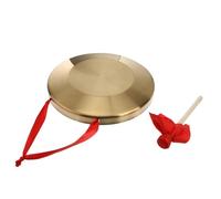 TEMPNAP Gong De Mano Tradicional Chino De 32 Cm Con Martillo, Instrumento Musical De Percusión Tipo Platillo Chino Color Rojo, Adecuado Para Desarrollo Musical y Uso Didáctico