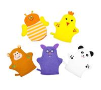 TEMPNAP Guantes de Baño para Bebés 5 Piezas Diseño de Frutas, Algodón, Exfoliantes y Masajeadores, Adecuado para Piel Delicada y Cuidado Diario en Ducha y Baño Varios estilos