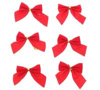 TEMPNAP Juego de 12 Moños para Adornos Colgantes de Terciopelo Navideños Rojos Diseño Delicado y Ambiente Festivo Varios Estilos en Árbol de Navidad Varios Estilos