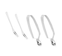 TEMPNAP Juego de Comedor Escargot 4 Piezas Acero Inoxidable, Pinzas y Tenedores para Caracoles, Multifuncionales para Mariscos, Accesorios Prácticos para Cocina y Eventos