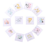 TEMPNAP Juego de Pegatinas Mensuales de Animales para Bebés en Papel, Accesorio Creativo para Fotos Conmemorativas y Obsequio Adecuado para Baby Shower