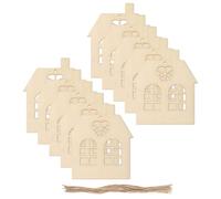 TEMPNAP Juego de Rodajas de Madera para sin Terminar en Forma de Casa Material Madera Color Caqui, 1 Set Delicado Colgante para