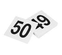 TEMPNAP Letreros de Mesa de PVC Números 1-50 para Recepción de Bodas y Clubes, Tarjetas Dobles en Blanco y Negro 95X100 MM