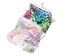 TEMPNAP Monedero Pequeño Brillante con Purpurina y Cierre De Beso para Mujer, Mini Bolso Portátil Colorido, Conjunto De 2 Unidades (Multicolor y Rosa Violeta) para Uso Diario