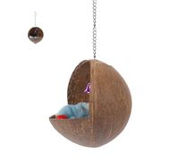 TEMPNAP Nido de Transpirable al Resistente Desgaste, Fuerte y Coco Colgante Hecho Cáscara con Campana Color Aleatorio para Loros Pájaros Adecuado para Árboles y