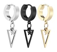 TEMPNAP Pendientes Clip Diseño Decorativo y Llamativo Colgante de de Acero Inoxidable Estilo Hip Hop Pack de 3 Piezas para Mujer Adecuado para Fiestas de y