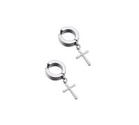 TEMPNAP Pendientes de Clip Joyería Diaria Minimalista y Elegante sin Perforación para Mujer y Hombre Diseño de Cruz en Acero de para Uso Cotidiano