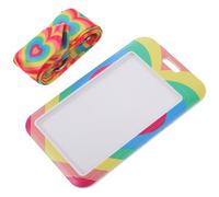 TEMPNAP Porta Credencial con Cordón en Forma de Corazón, Funda para Tarjetas de Trabajo y Transporte, Material Poliéster y Plástico Resistente, Ventana Transparente para Escaneo, Uso