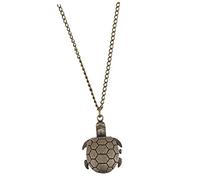 TEMPNAP Reloj De Bolsillo Retro Forma De Tortuga con Cadena para Adultos Reloj De Cuarzo De Diseño Creativo Color Bronce Antiguo