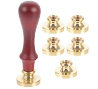 TEMPNAP Sello de Cera para Invitaciones de Boda, Kit de 6 Cabezales de Cobre Mango de Madera, Diseño Europeo Vintage para Sellado de Sobres y Decoración Diy, Set Manualidades Artesanales